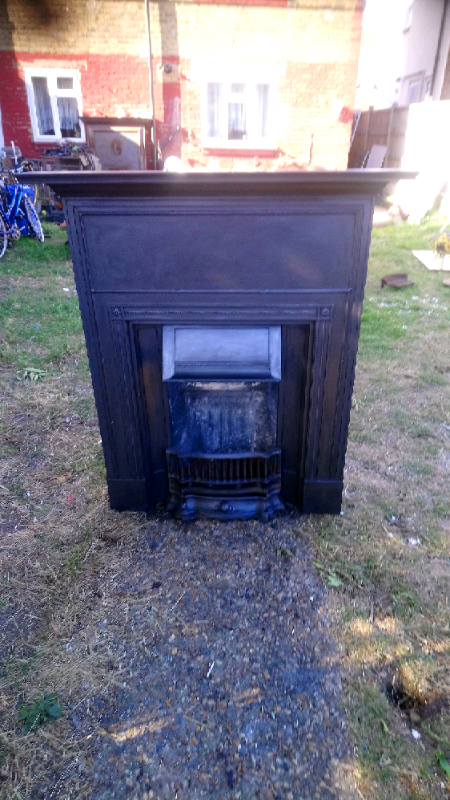Victorian Cast Iron Fireplace Original Restored Original Black Compet