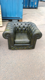 Green Chesterfield armchair