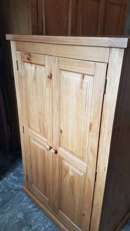 Immaculate Chunky Solid Pine Wardrobe Linen Cupboard In Ellon