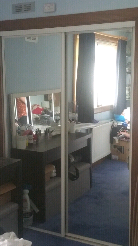 Sliding Mirror Wardrobe Doors White With Tracks In Stevenston