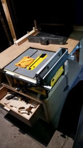 Dewalt 745 tablesaw with custom outfeed table and jigs | Power Tools