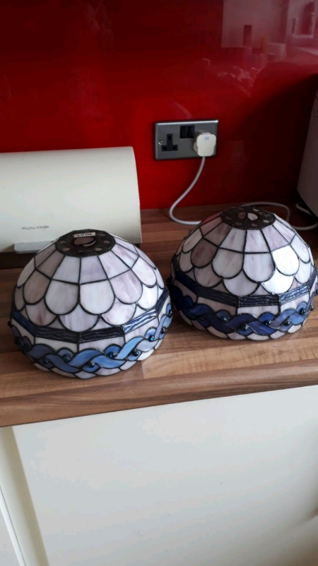 Tiffany Style Glass Ceiling Lamp Shade Pendant Blue X 2 In Liverpool