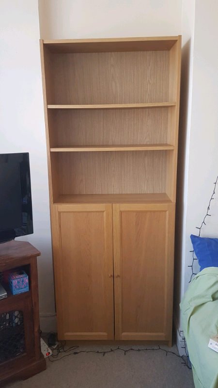 Ikea Billy Bookcase Bookshelf With 2 Doors Oak Veneer In North
