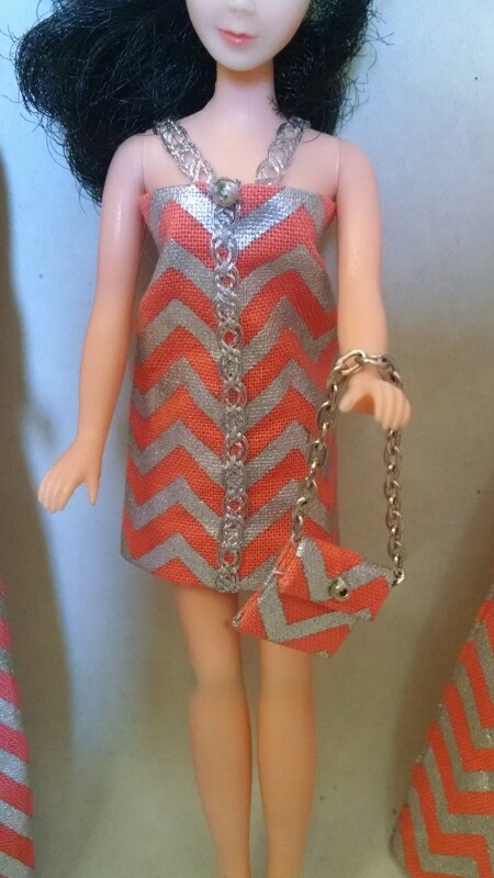 Custom Topper DAWN doll Zig Zag Fashion set CORAL/PEACH by M.C.