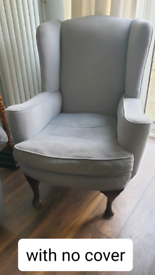 Antique armchairs in grey/blue. 