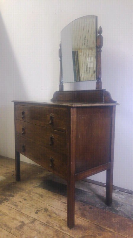 Antique Mirror Dresser Chest Of Drawer Unit Vintage Bedroom