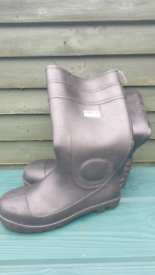 Adult Men Wellies BLACK Wellington Boots size 8 (EUR 42)