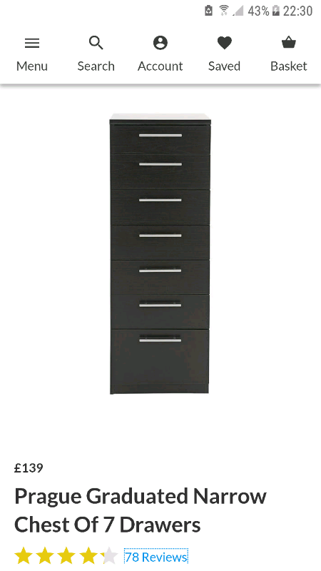 Brand New Black Prague Tall Chest In Dukinfield Manchester