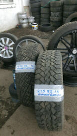 235 85 16 Runway Enduro tyres x2 £70 inc fit and bal open 7 days 