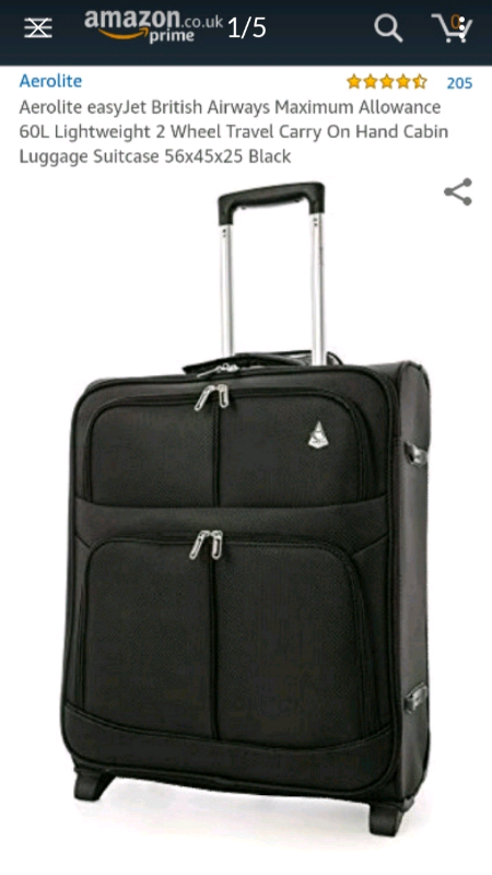 Aerolite Easyjet British Airways Maximum Allowance 60l