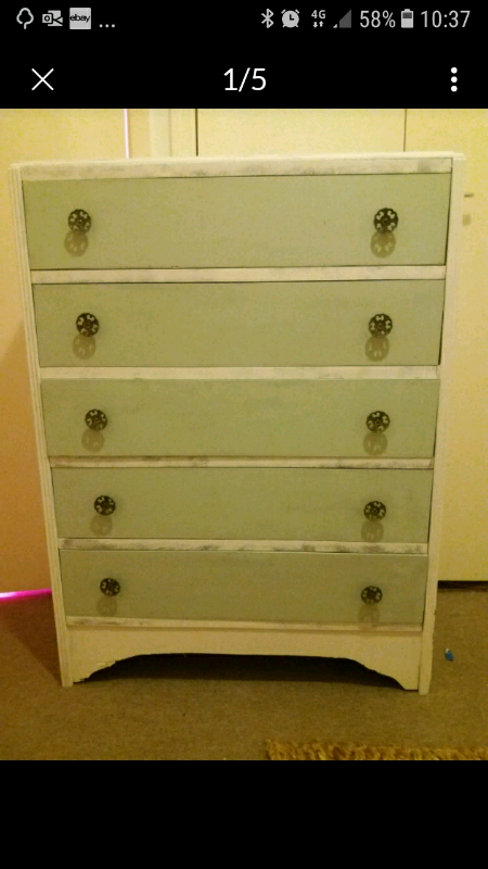 Vintage Chest Of Drawers Shabby Chic Upcycled In Rustoleum Chalk