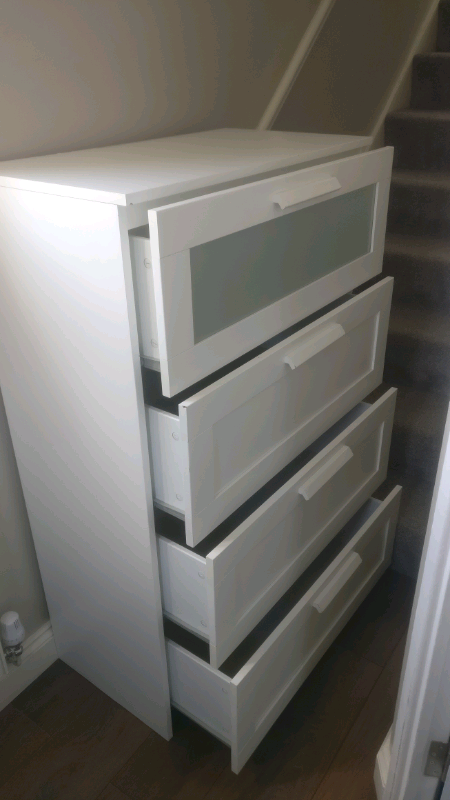 Ikea 4 Drawer Dresser Brimnes White Frosted Glass Size In