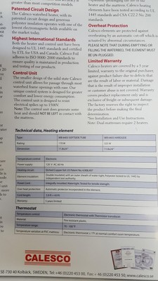 NEW CALESCO WATER BED HEATER