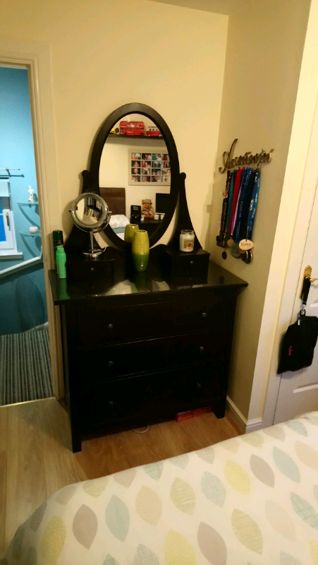 Ikea Hemnes 3 Drawer Dresser With Integrated Mirror And Glass