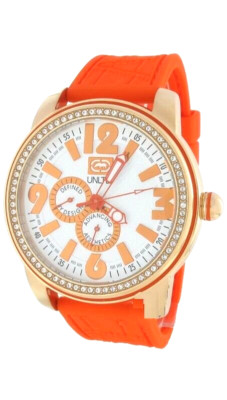 MARC ECKO ROSE GOLD,WHITE DIAL,ORANGE TEXTURE SILICONE STRAP BAND WATCH-E13544G1