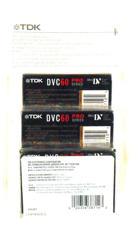 TDK DVC60 Pro Lot of 3 Mini DV Dirital Video Tapes New Sealed
