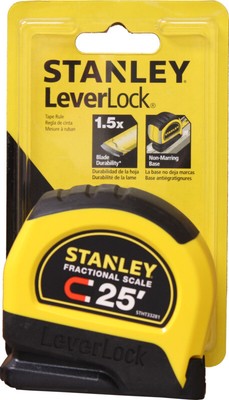 Stanley STHT33281L Leverlock Fractional Tape With Magnetic Tape, 1" x 25'