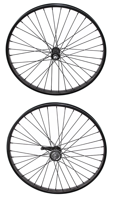 F&R 26 X 2.125 HEAVY-DUTY BEACH CRUISER 12G FRONT OR COASTER BLACK RIM 36 SPOKE.