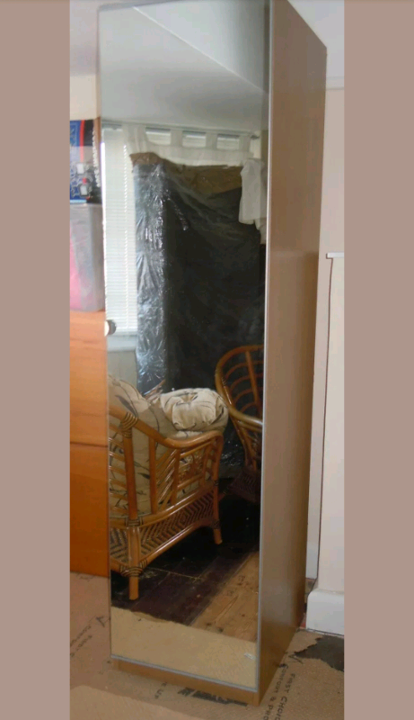 Ikea Oak Effect Pax Wardrobe With Mirror Door And 4 Drawers In