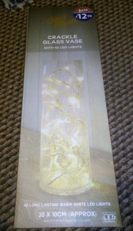 Crackle Glass Vase With Led Lights In Stoke On Trent Staffordshire