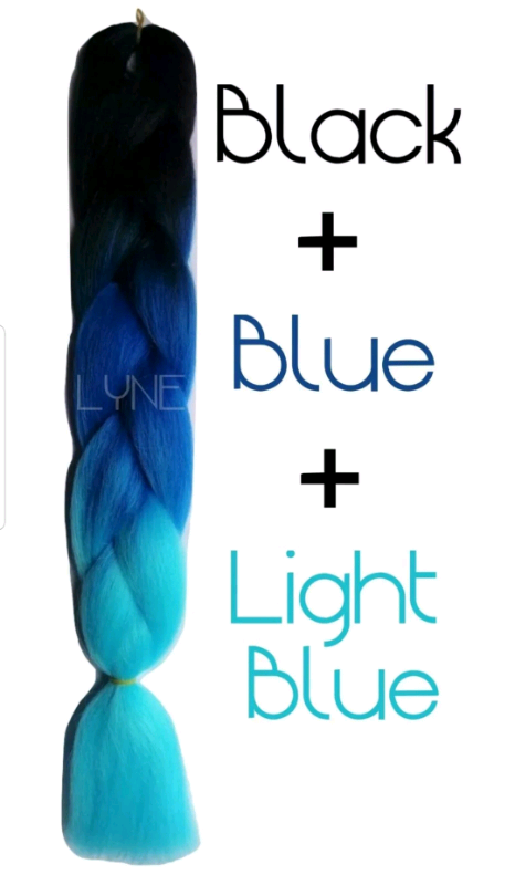 Black And Blue Ombre Kanekalon Jumbo Braiding Hair Extensions