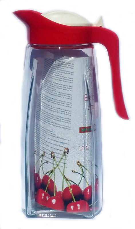 Brocca Caraffa In Vetro Con Coperchio Colorato Bibite Bevande Frigo 1,5LT dfh