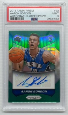 2014-15 Panini Prizm Aaron Gordon Green Prizm Rookie Auto Autograph RC #82 PSA 9