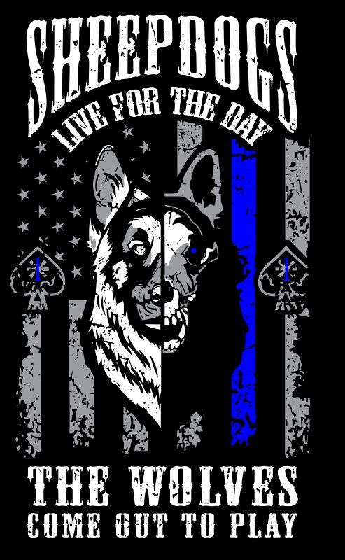 Thin Blue Line Vertical Flag Police LEO Sheepdogs Wolfes come out to play