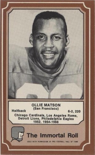 1975 Fleer Team Cloth Patch Stickers Ollie Matson #35