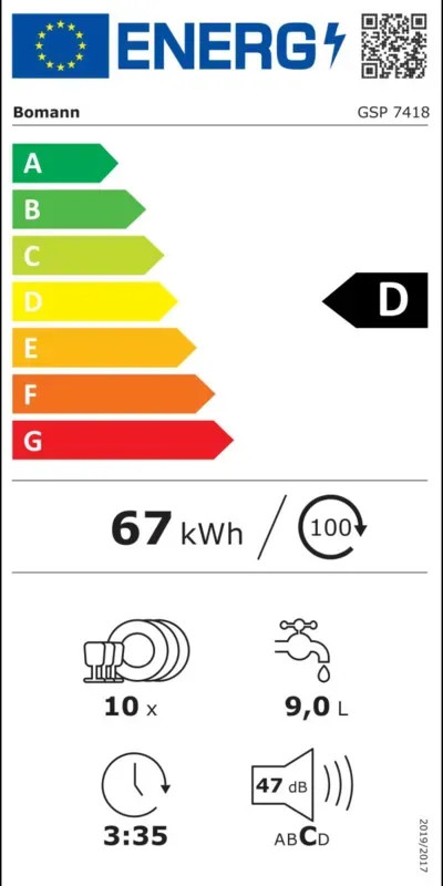 EEK:D Energieeffizienzklasse D von A bis G