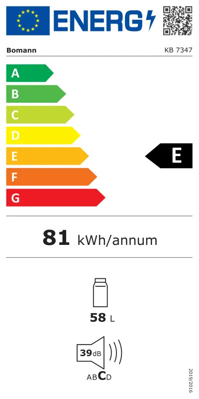 EEK:E Energieeffizienzklasse E von A bis G