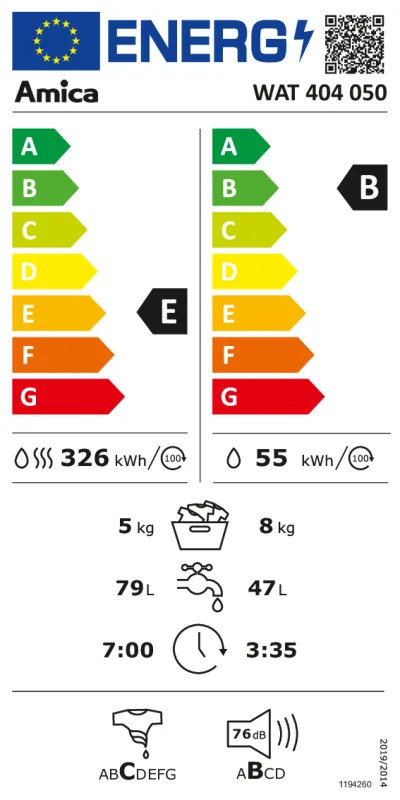 EEK:E Energieeffizienzklasse E von A bis G