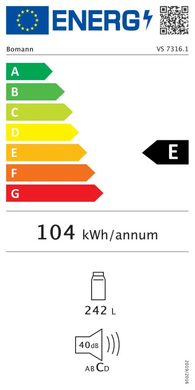 EEK:E Energieeffizienzklasse E von A bis G