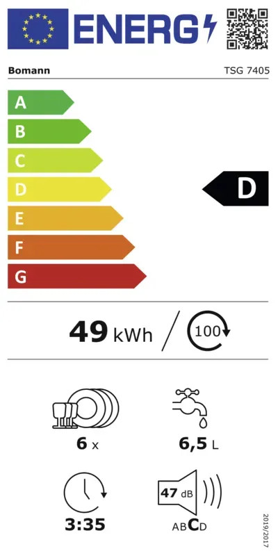 EEK:D Energieeffizienzklasse D von A bis G