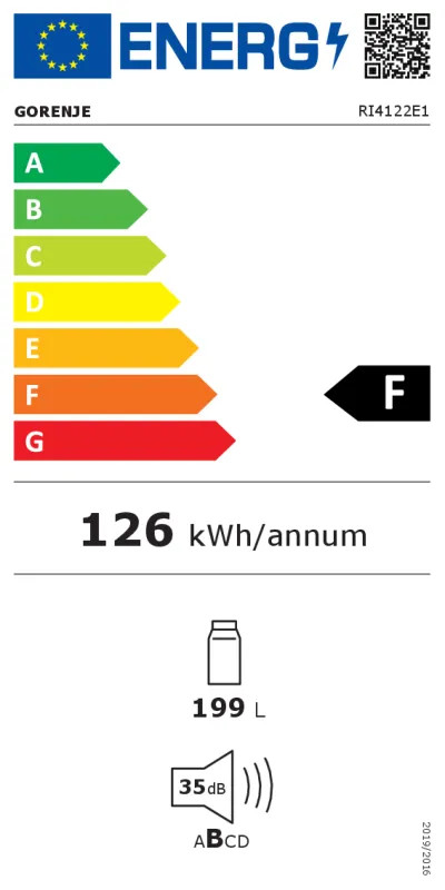 EEK:F Energieeffizienzklasse F von A bis G