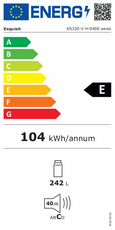 EEK:E Energieeffizienzklasse E von A bis G