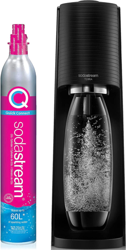 SodaStream 60L Terra Sparkling Water Maker with CO2 and Carbonating Bottle Black
