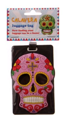 Etiquette for Luggage - Day Of Dead Mexican - Pink - Skull