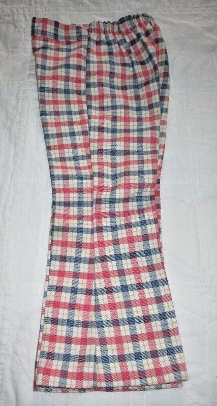 1970'S Vintage Original Boy's Plaid Bell Bottom Pants Size 5