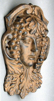 Large Woman  Goddess Face Plaque  Cast Iron Wall Hanging Old World Garden Decor