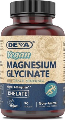 DEVA Vegan Magnesium Glycinate 300mg with Trace Minerals Higher Absorption Ch...