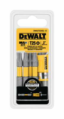 Dewalt Maxfit Torx T25 X 2 In. L Power Bit And Sleeve Set S2 Tool Steel 12 Pc.