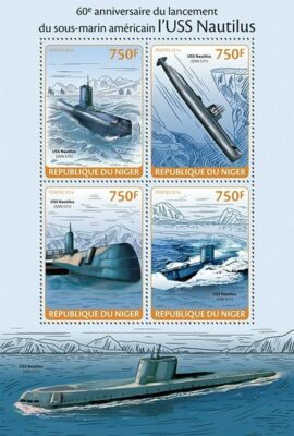 USS NAUTILUS (SSN-571) US Navy Nuclear Submarine Stamp Sheet #1 (2014 Niger)