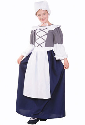 Deluxe Colonial Peasant Child Costume Girls Large 12-14 Pilgrim Prairie RG 91230