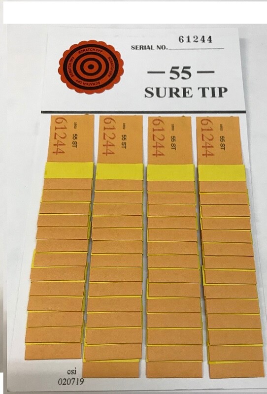 "12"  #55 Sure Tip Boards (0-0/9-9)  SPORTS SCORES Tickets Free Shipping USA