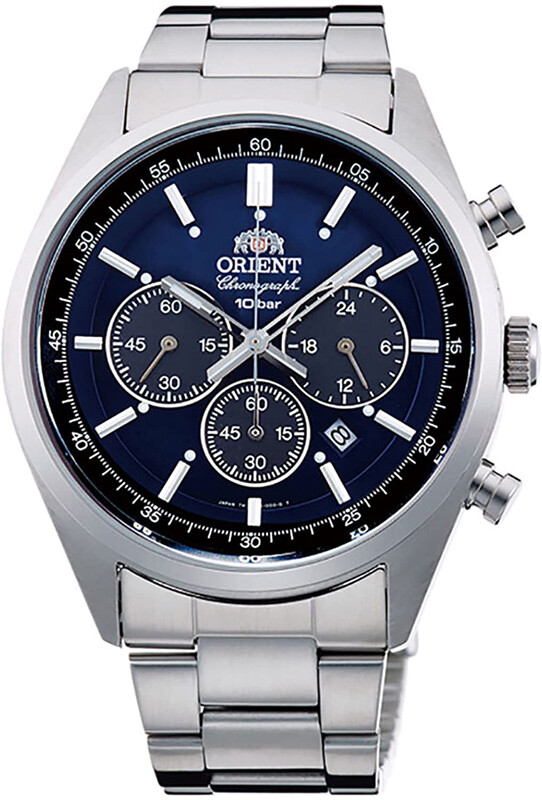 Pre-owned Orient Solar Panda Neo70' Wv0021tx Blue Dial Chronograph Men Watch Made In Japan