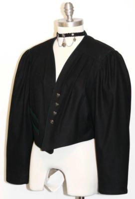 BLACK WOOL JACKET Women AUSTRIA Short PLEATED - VERY CLASSY ~  COAT B42'' 44 14 L