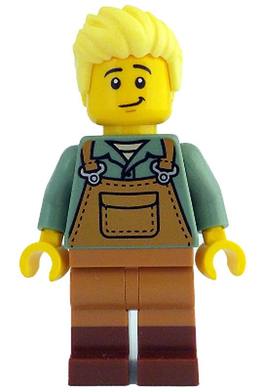 Gardener - Male, Medium Nougat Overalls over Sand (idea203)