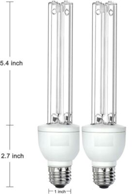 2 Pack UVC UV Light Bulb Lamp 25W E26/E27 Base