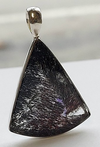 Estate Jewelry Fracture Gemstone .925 Sterling Silver Pendant 1 3/4